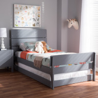 Baxton Studio HT1703-Grey-Twin-TRDL Nereida Modern Classic Mission Style Grey-Finished Wood Twin Platform Bed